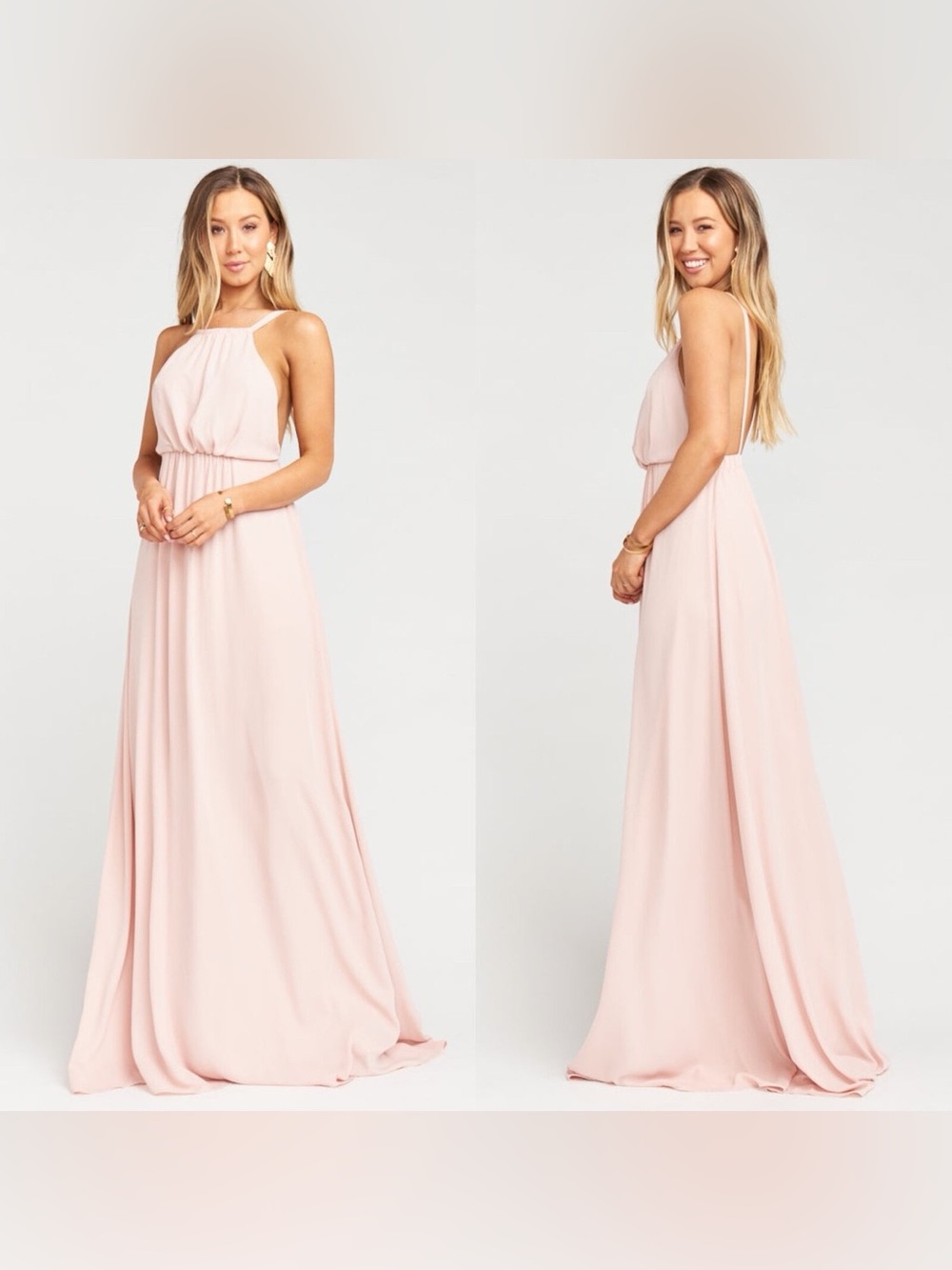 Show Me Your Mumu Amanda Halter Maxi Dress In Dusty Blush, Size XS